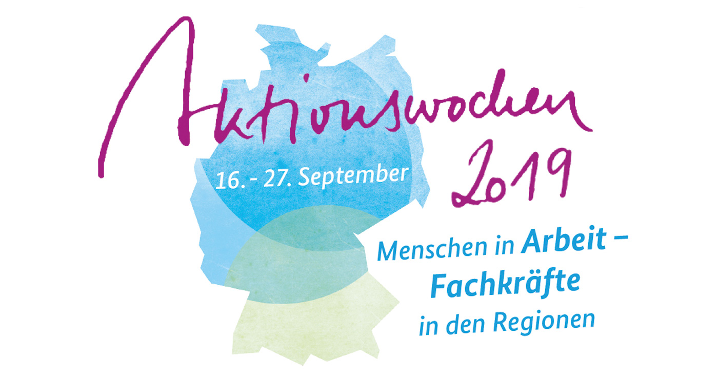 Logo Aktionswoche 2019 - Menschen in Arbeit - Fachkräfte in den Regionen