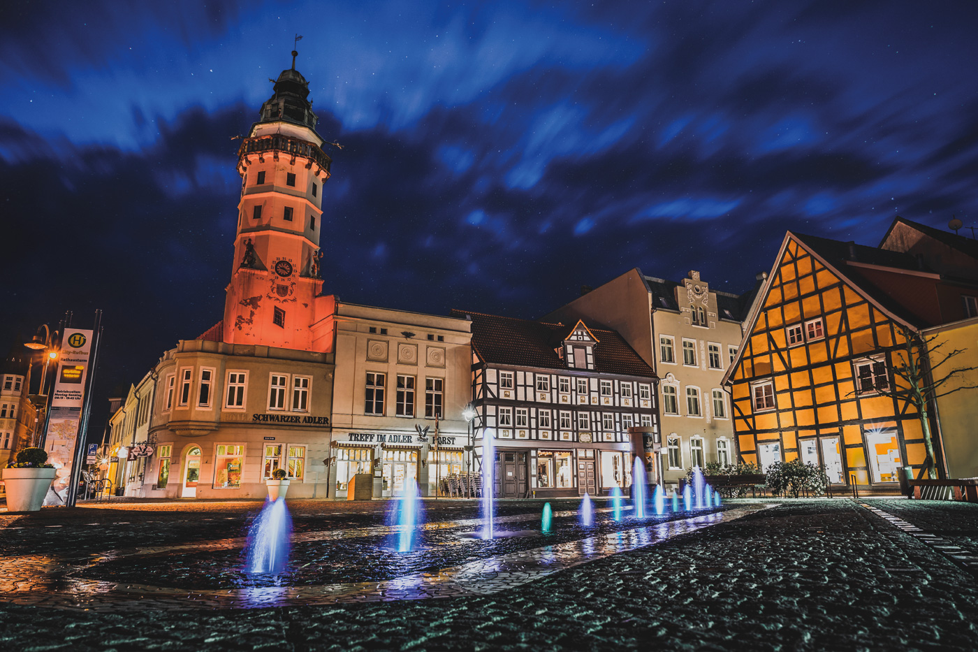 Der Marktplatz Salzwedel bei Nacht